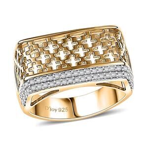 Passport to Turkey White Zircon Ring in 18k Vermeil YG Over SS Sz7